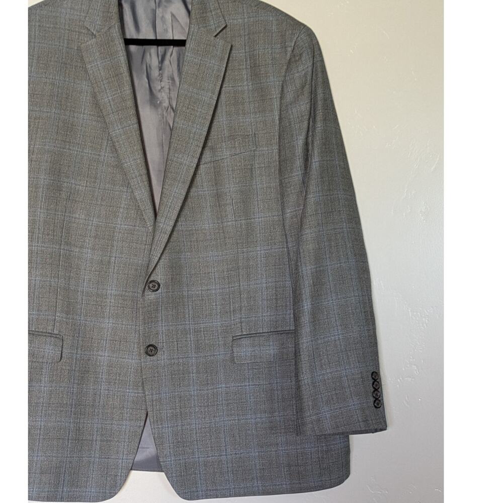 Lauren Ralph Lauren Blazer 48L Gray Plaid Silk Wool Preppy Lined Business Casual